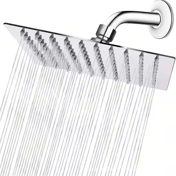 Regadera de ducha cuadrada 15cm x 15cm cromada en acero inoxidable de lujo 6"