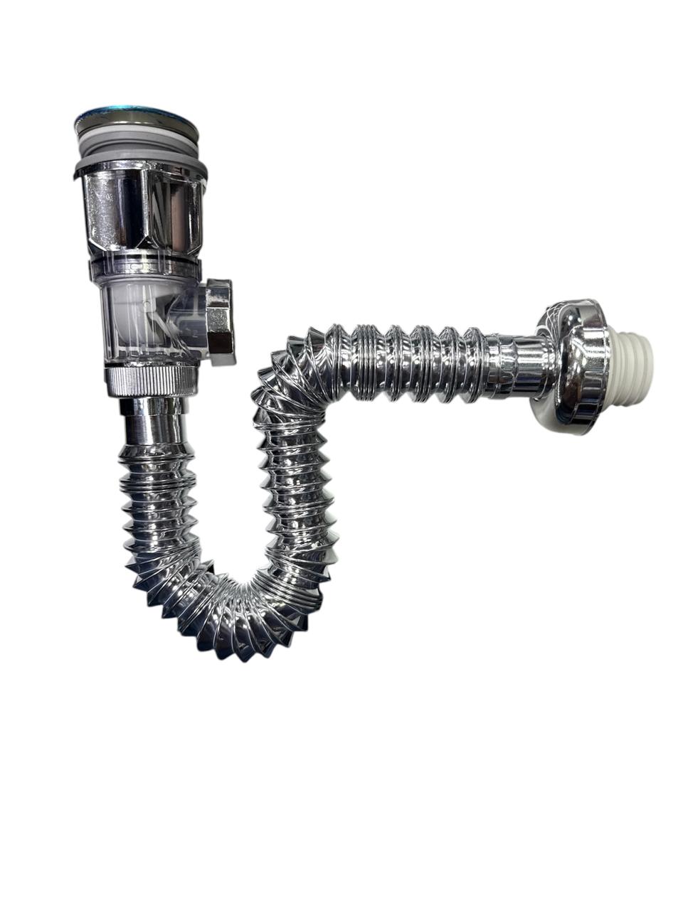 Desagüe lavamanos push corrugado con válvula anti olor