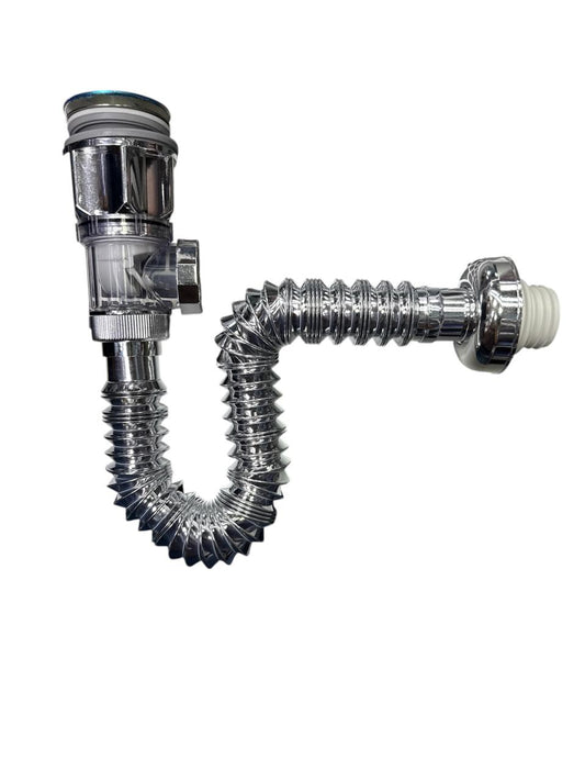 Desagüe lavamanos push corrugado con válvula anti olor