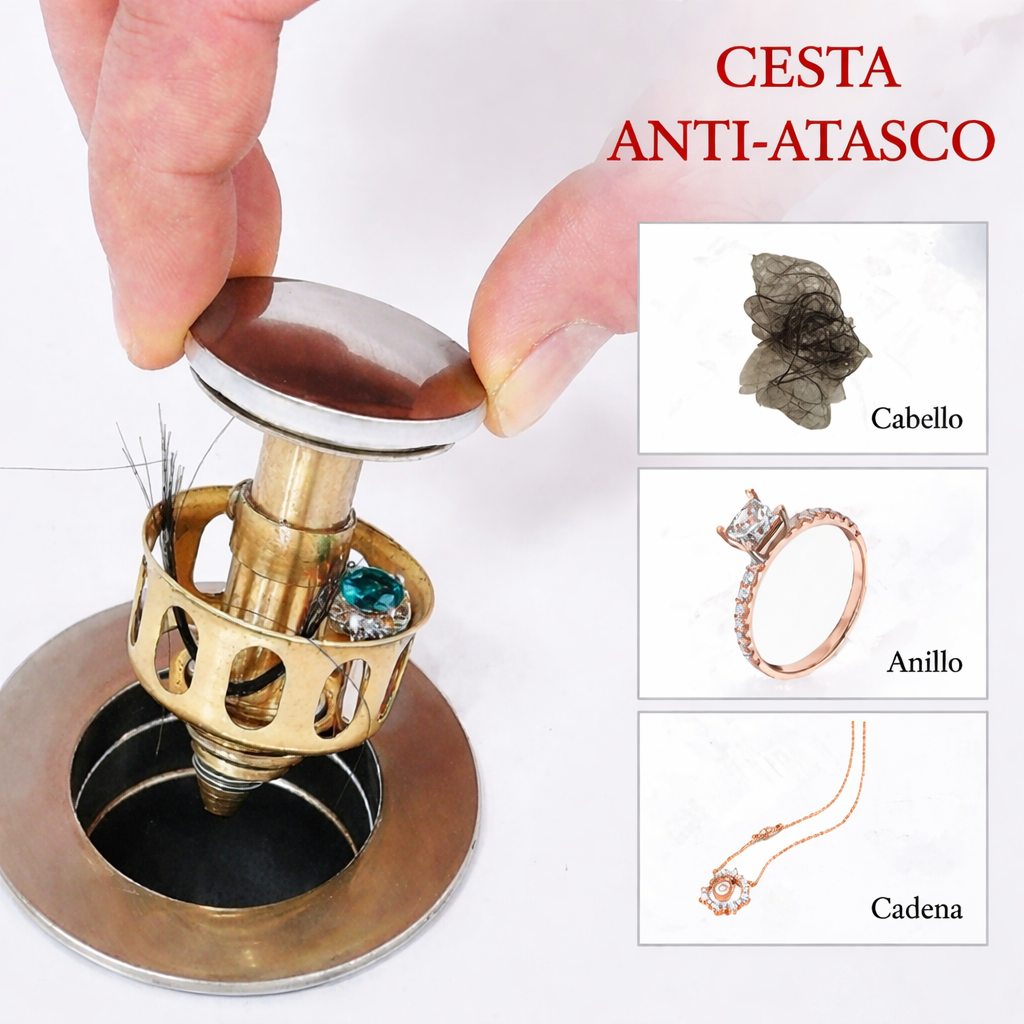 Desagüe lavamanos push corrugado con válvula anti olor